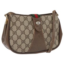 Borsa Sherry Line GG Supreme Web di GUCCI in PVC beige e oro 72 02 024 Auth 171796