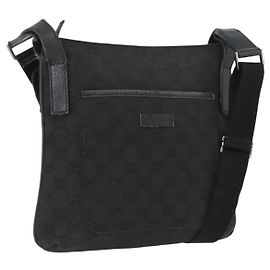 GUCCI GG Canvas Schultertasche Schwarz Silber 122793 Auth 172167