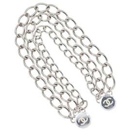 Metallischer silberner Gürtelclip CHANEL COCO Mark Chain für Kostüme CC Auth 133239M