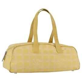 CHANEL Nuova Borsa da Viaggio in Nylon Gialla Argento CC Auth LNZ232
