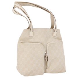 GUCCI GG Canvas Handtasche Elfenbein Silber 002 1076 3754 Auth 172252