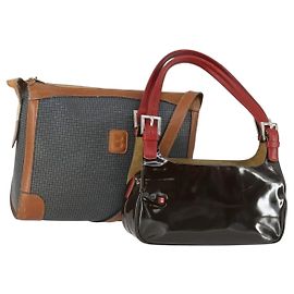 BALLY Borsa a Spalla in PVC Lucido 2 Pezzi Bordeaux Blu Auth 169519