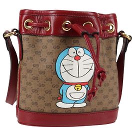 GUCCI Micro GG Supreme Doraemon Collaboration Bag PVC Beige 647801 Auth 135552SAM