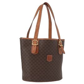 Céline Borsa tote in tela Macadam CELINE in pelle PVC marrone oro Auth bs33451