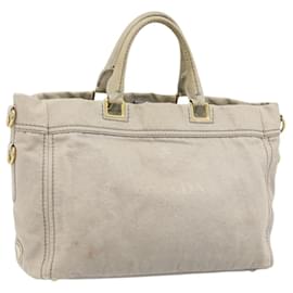 PRADA Canapa PM Handtasche aus Canvas 2way Grau Gold Auth bs33424