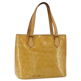 LOUIS VUITTON Borsa a mano Monogram Vernis Houston Gialla M91121 LV Auth ka2560