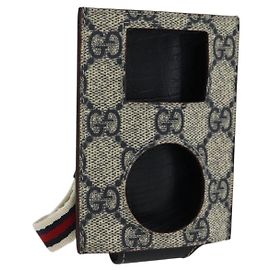 GUCCI GG Supreme Custodia per iPod Borsa a Spalla Sherry Line PVC Blu Navy Rosso Auth bs33002