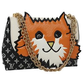LOUIS VUITTON Catgram Bolsa de Ombro Cat Pochette Preta M52935 LV Auth 101677SAM