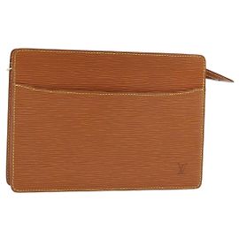 LOUIS VUITTON Pochette Uomo Epi Borsa Marrone Zipangu Oro M52528 LV Auth ka2494