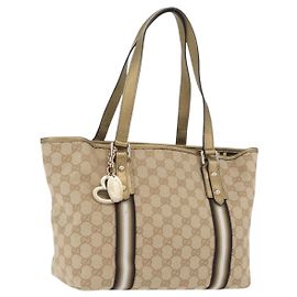 Gucci Borsa Tote GG in Canvas Beige Oro 137396 Auth fm5086