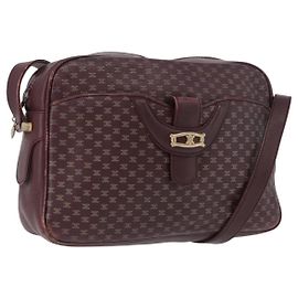 Céline Borsa a Spalla in Tela Macadam CELINE in Pelle Dorata Bordeaux Auth 172287