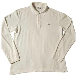 Weißes Lacoste Poloshirt mit langen Ärmeln