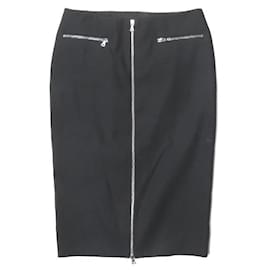 Autre Marque Falda ajustada Drawer con cremallera frontal de algodón negra