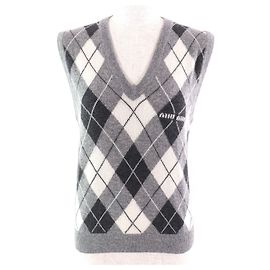 Miu Miu Mejor Logo Patrón Argyle Tejido de Cachemira
