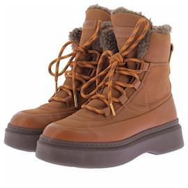 Botas de esquí "Selva Alpine" marrones de lana y cuero - Autre Marque