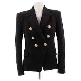 Giacca in cotone nera con bottoni dorati - Balmain
