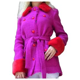 BLUMARINE BELLISSIMO abrigo de lana con visón! talla 46IT