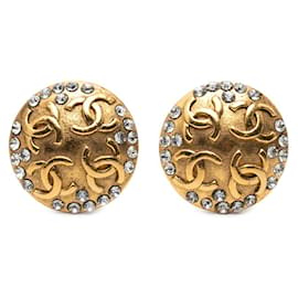 Orecchini a clip in strass placcati oro Chanel Coco Mark