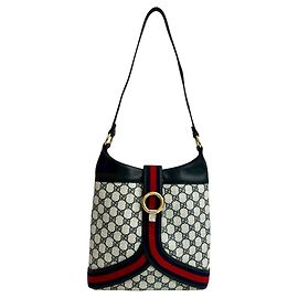 Borsa in pelle semi-a spalla Old Gucci Sherry Line