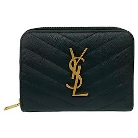 Schwarze Leder-Bi-Fold-Geldbörse von Saint Laurent
