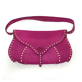 Bolsa de ombro em camurça rosa com studs Celine - Céline