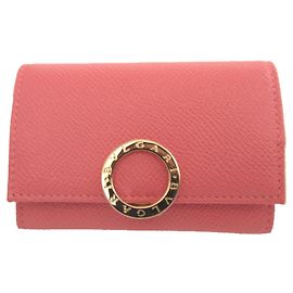 Bulgari Monedero de cuero rosa Bvlgari