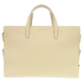Borsa tote in pelle avorio con logo Loewe