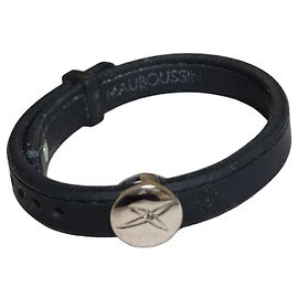 Bracciale Mauboussin in gomma nera, argento e diamante