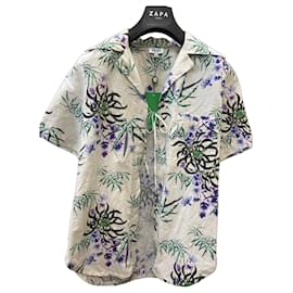 Kenzo Hemd mit Blumenprint Baumwolle Leinen beige