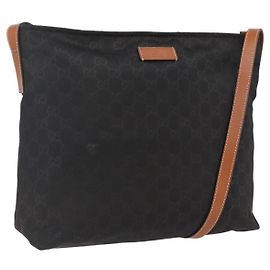 Borsa a Spalla GG in Tela Gucci Nylon Nero Argento 308840 Auth ep13242