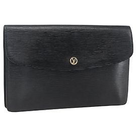 LOUIS VUITTON Clutch Montaigne 27 Epi Negro M52652 Auth LV ka2493