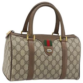 Borsa Gucci GG Supreme Web Sherry Line PVC Beige Oro 39 02 006 Auth ep13397