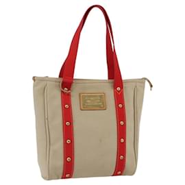 LOUIS VUITTON Antigua Cabas MM Borsa Tote Tela Beige Rossa M40035 LV Auth ka2556
