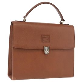 Borsa a mano Burberrys in pelle marrone dorato Auth 173503