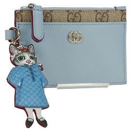 GUCCI GG Supreme Key Case PVC Light Blue 847916 Auth 170844SM