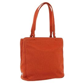 PRADA Bolso de mano de lana naranja plata Auth am10760