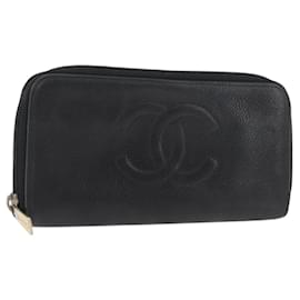 CHANEL Cartera Larga Piel Caviar Negra CC Auth bs33480