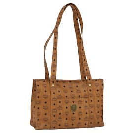 Borsa tote MCM Logogram Vicetos PVC Marrone Oro Auth 172275