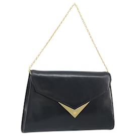 Givenchy Borsa a mano con catena in pelle nera e oro Auth 172216