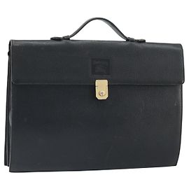 Borsa da lavoro Burberry in pelle nera e oro Auth bs33074