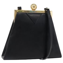 SAINT LAURENT Borsa a Spalla in Pelle Nera Dorata Auth 173508