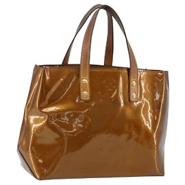 LOUIS VUITTON Bolsa de Mão Monogram Vernis Reade PM Bronze M91146 LV Auth 172114
