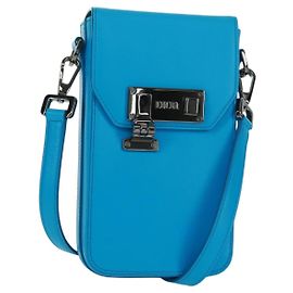 Borsa a Spalla Christian Dior in Pelle Blu Argento Auth 161745M