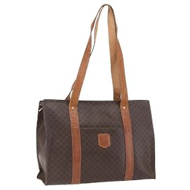 Céline Borsa tote in tela Macadam CELINE in pelle PVC marrone oro Auth 173615