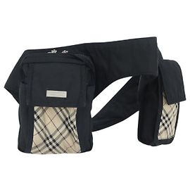 Taillentasche aus beigem Nylon mit schwarzem Nova Check-Label von BURBERRY, authentisch Silber 170337