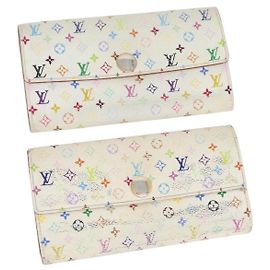 LOUIS VUITTON Portafoglio Lungo Sarah Multicolore 2 Set Bianco Auth am10676