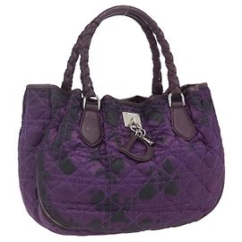 Christian Dior Canage Handtasche aus Nylon lila silber Auth fm5125