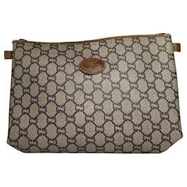Clutch in pelle monogramma vintage Gucci Plus grigio marrone - Autre Marque