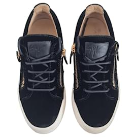 Giuseppe Zanotti Speakers Sneaker Schwarz Leder und Samt
