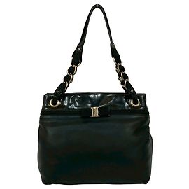 Borsa a spalla/tote Vara Ribbon in pelle verniciata Salvatore Ferragamo